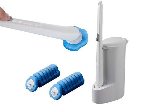 Disposable Toilet Brush Set with Replaceable Heads and Cleaning Liquid for Bathroom
