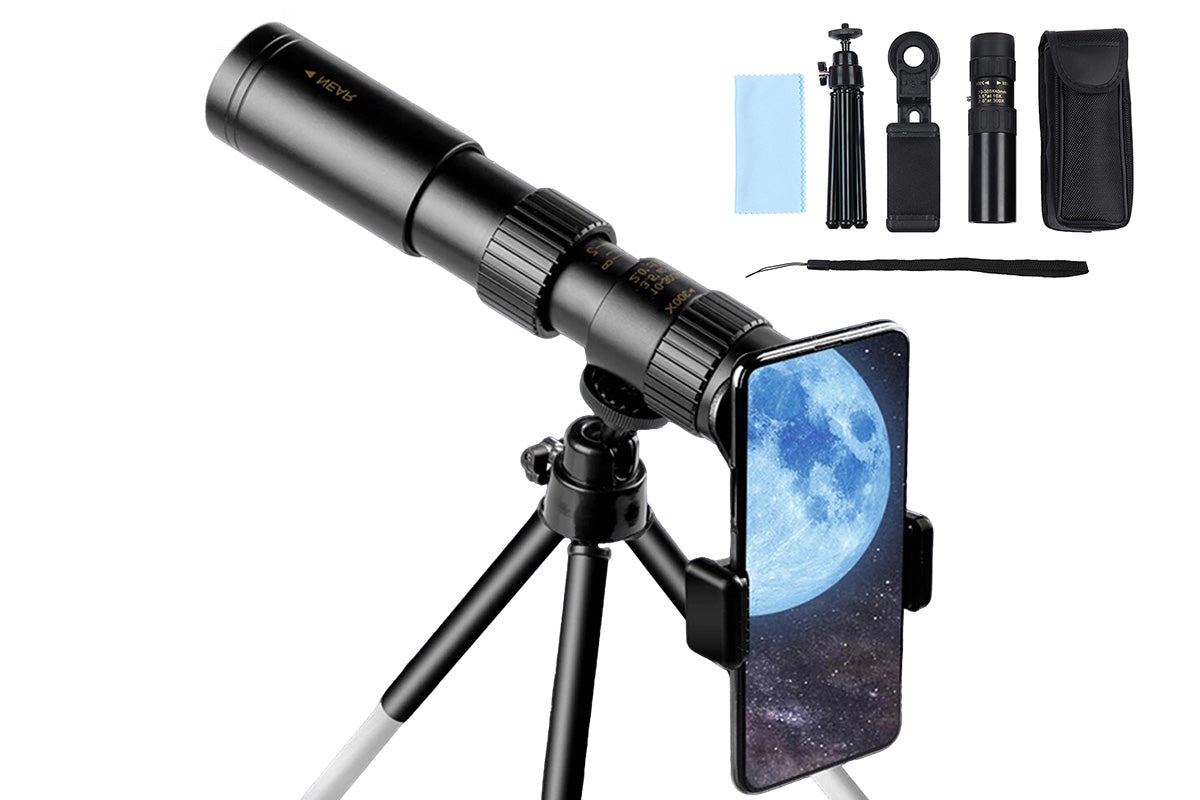 Zoom Lens for iPhone Android 10-300x40mm Monocular Telescope for Bird Watching