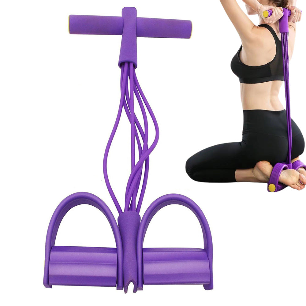 Foot Leg Pedal Resistance Band Puller Rope 6 Tube Pedal Ankle Exercise