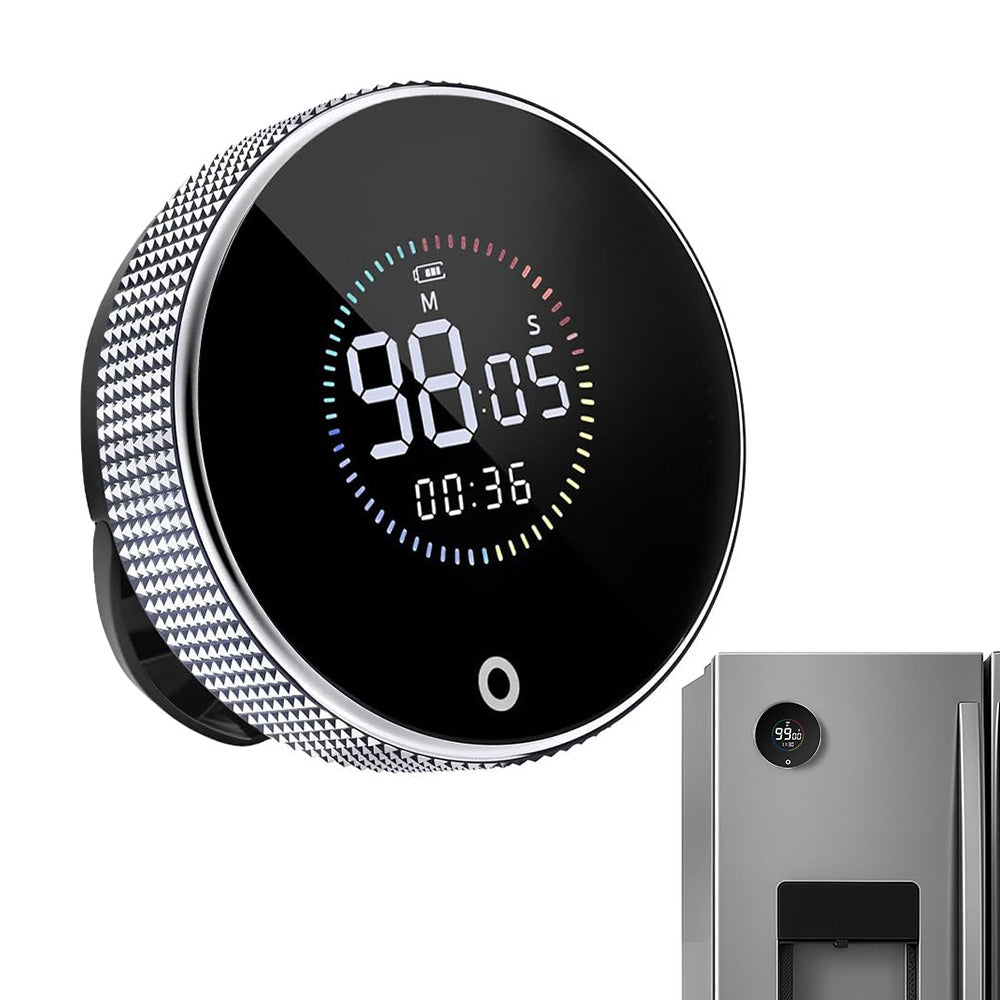 Attachable Rotary Digital Kitchen Timer with Large LED Display Visual Countdown for Cooking Study
