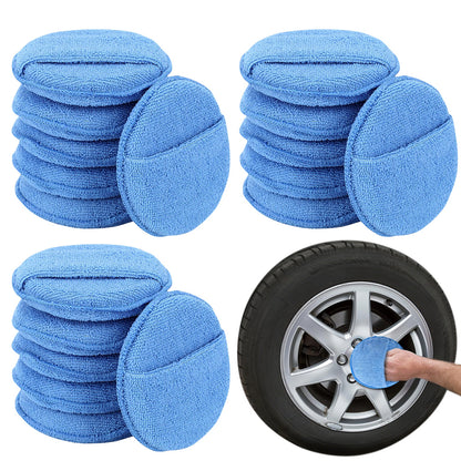 18 Pack 12.7cm Car Wax Applicator Pads Microfiber Sponge for Polishing Cleaning Tire Shine