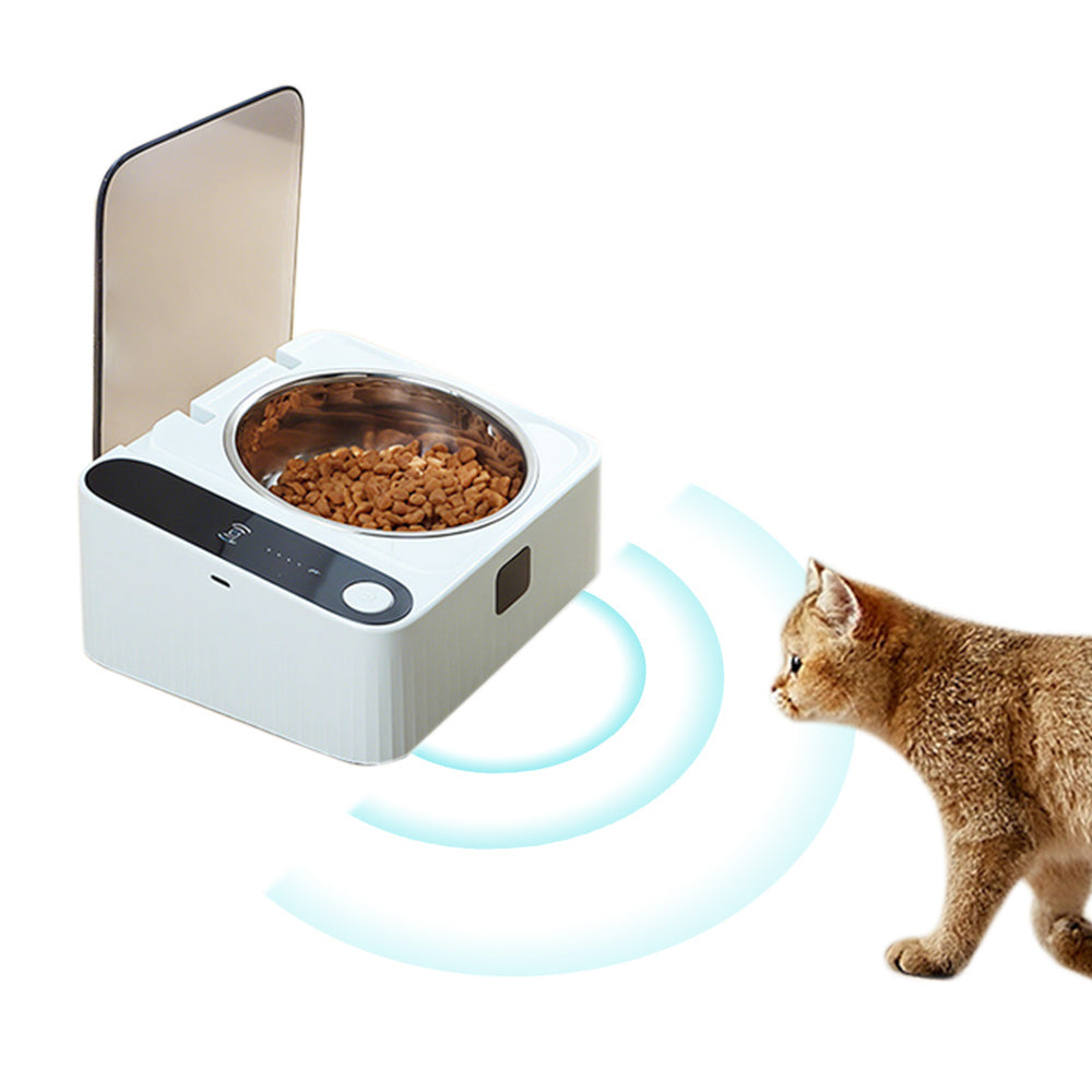 Rechargeable Automatic Stainless Steel Cat Food Bowl with Sensing Lid