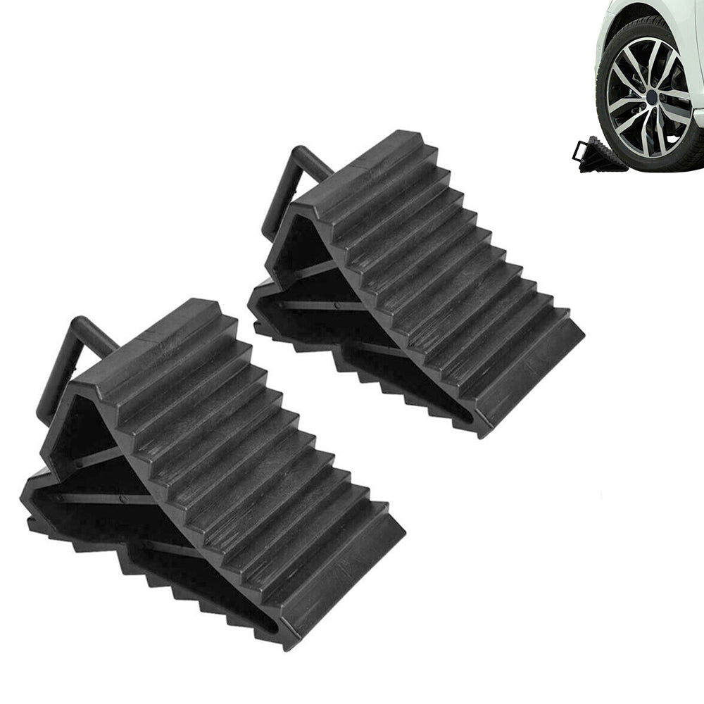 2 PCS Rubber Wheel Chocks Anti Slip Parking Wheel Chocks for Cars SUV Trucks