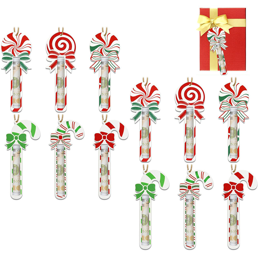 12 Piece Engineered Wood Christmas Money Holder Ornaments
