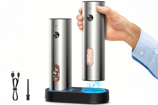 2Pcs Salt and Pepper Grinder Set Stainless Steel Salt and Pepper Shakers for Kitchen