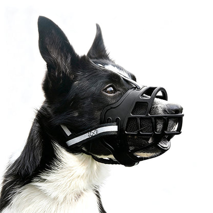 Breathable Rubber Dog Muzzle with Reflective Strap for Walking