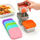 6Pcs 6oz Stainless Steel Square Food Storage Containers with Silicone Lids
