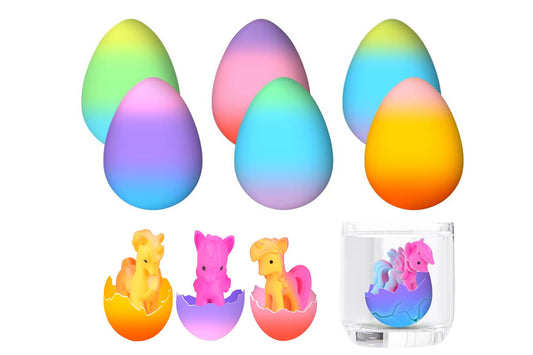 6Pcs Unicorn Hatching Rainbow Eggs Magic Growing Toy Set