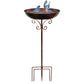 Vintage Metal Bird Bath & Feeder Bowl Weather-Resistant Garden Stand for Outdoor Yard Decor