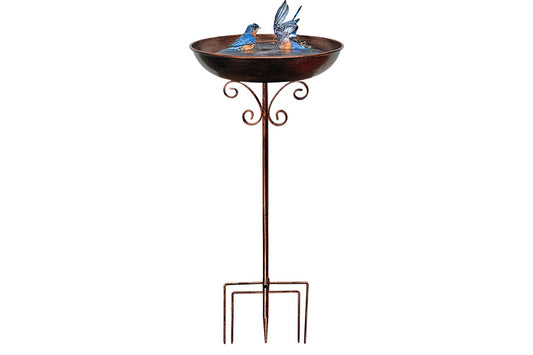 Vintage Metal Bird Bath & Feeder Bowl Weather-Resistant Garden Stand for Outdoor Yard Decor