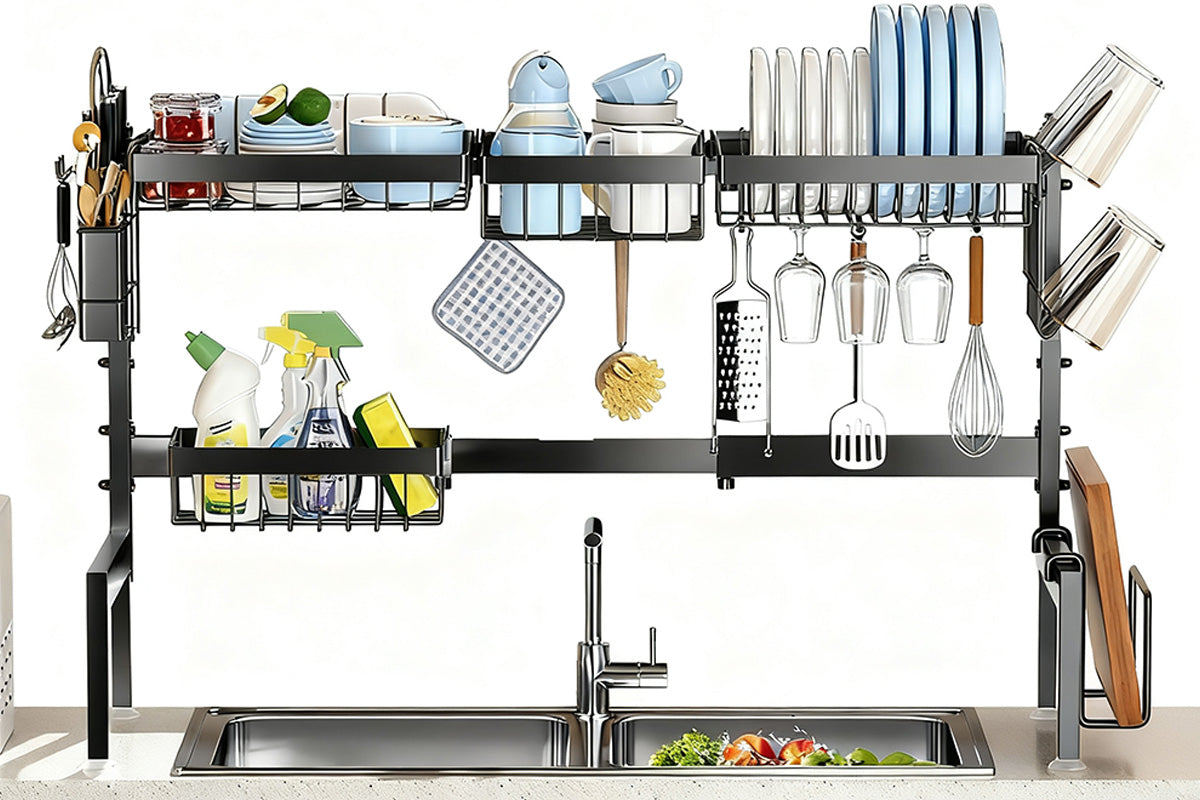 Adjustable Over The Sink Dish Drying Rack Kitchen Countertop Organizer