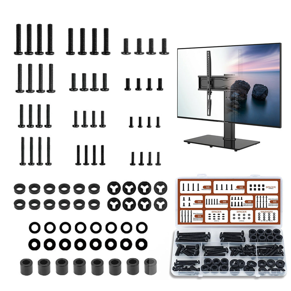92PCS Universal TV Mount Screw Kit M4 M5 M6 M8 with Spacers Washers Storage Box