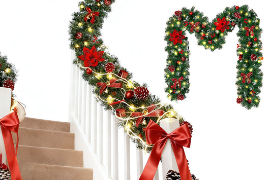 2.7M Christmas Garland Artificial Rattan Decoration With 50 LED Lights For Home Outdoor
