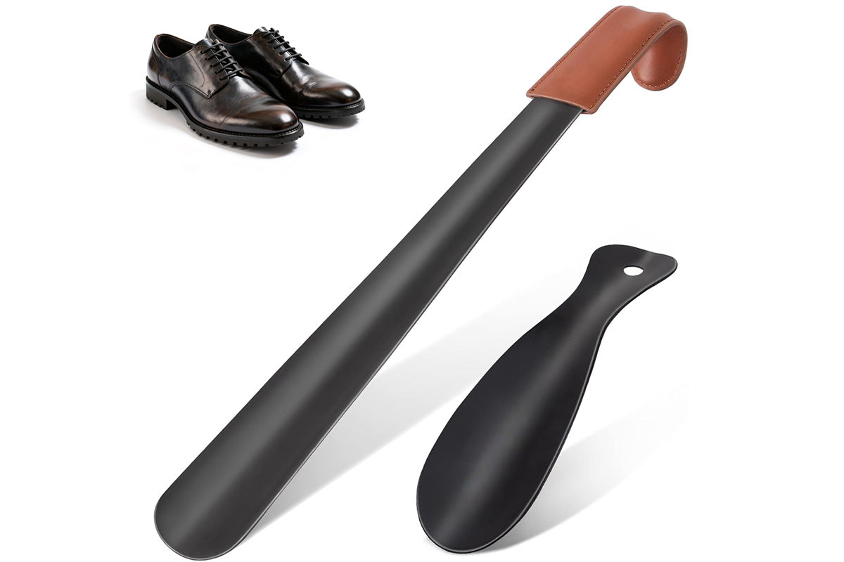 2 Pcs Metal Long Handle Shoe Horn Set for Men and Women