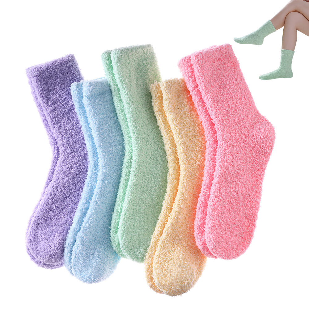 5 Pairs Womens Fuzzy Plush Socks Warm Winter Sleeping Soft Cozy Home Lounge