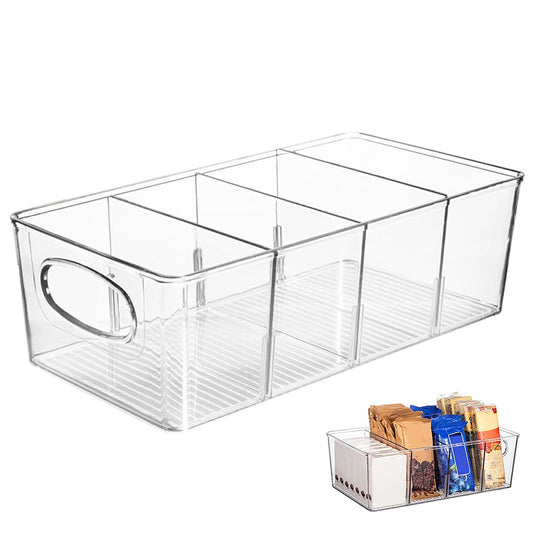 6Pcs Cabinet Organizer Bins with Handle Divided Storage Container for Kitchen