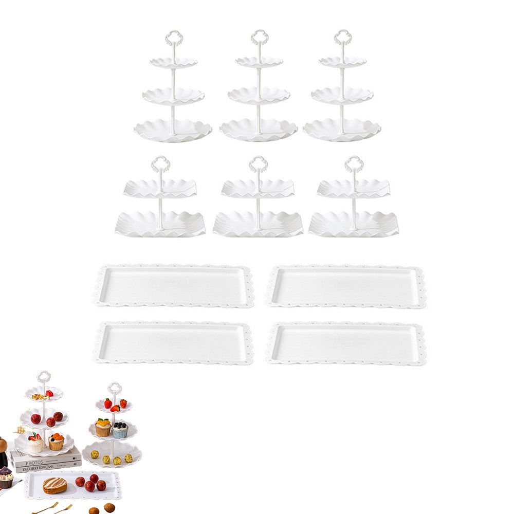 Cake Stand Set with 6 Tiered Cupcake Stands 4 Square Trays for Party Wedding Dessert