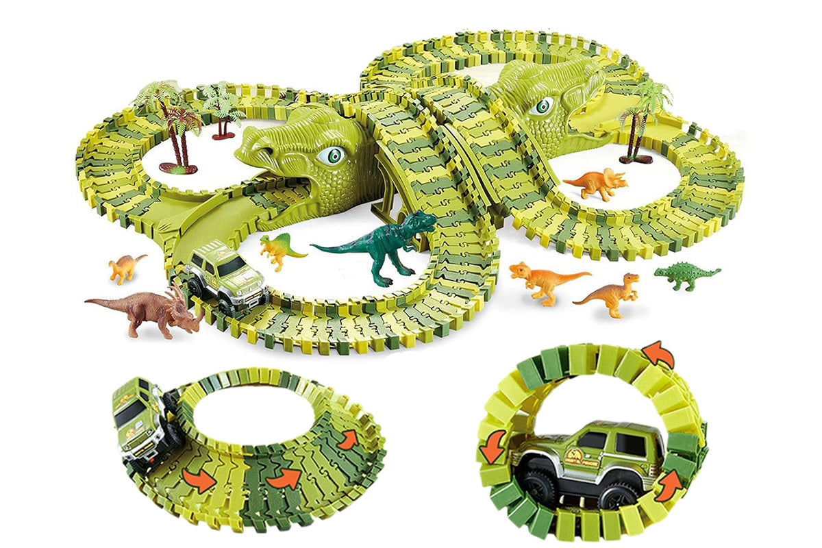 Dinosaur Track Toys Dinosaur Race Car Track DIY Puzzle Building Set
