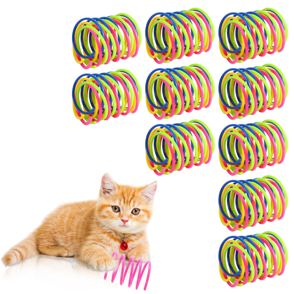 40Pcs Cat Kitten Spring Bouncy Toy Plastic Training Toys Colorful Coil Teasing Playing Cat Toy