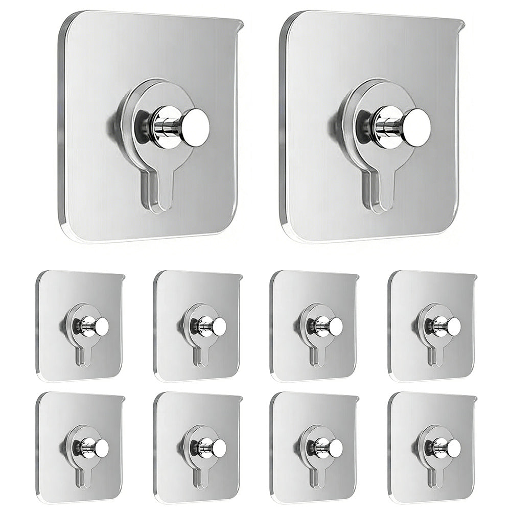10 Pcs Self-Adhesive Wall Hooks No-Drill Invisible Picture Hangers for Frames