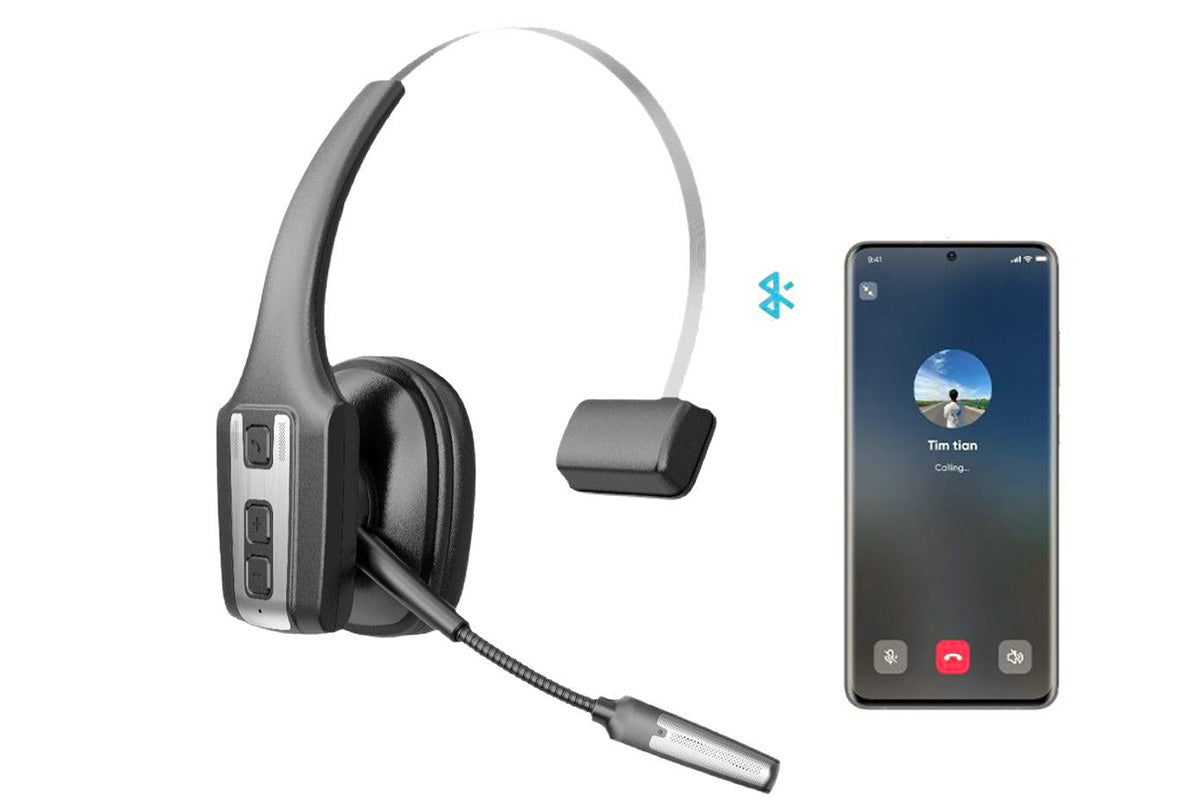Bluetooth Headset Wireless Headphones with Mic for Trucker Driver Office