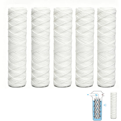 5 Pack 25.4 cm String Wound Sediment Water Filter for Water Filtration
