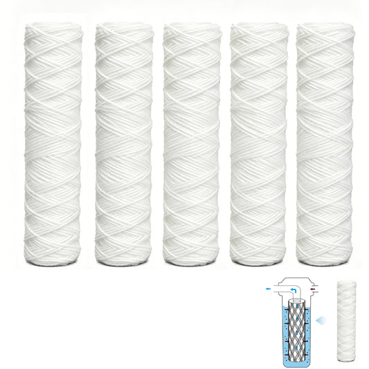 5 Pack 25.4 cm String Wound Sediment Water Filter for Water Filtration
