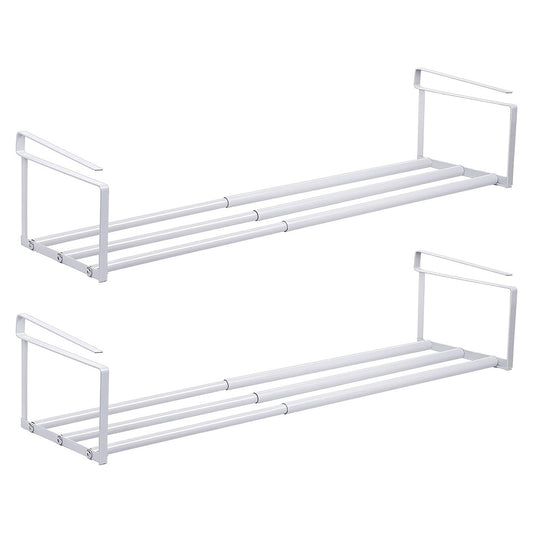 2 Pack Adjustable Shoe Shelf Space Saving Under Cabinet Shoe Rack for Closet White