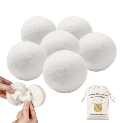 6 Pack Reusable Wool Dryer Balls for Softer Laundry and Reduced Static
