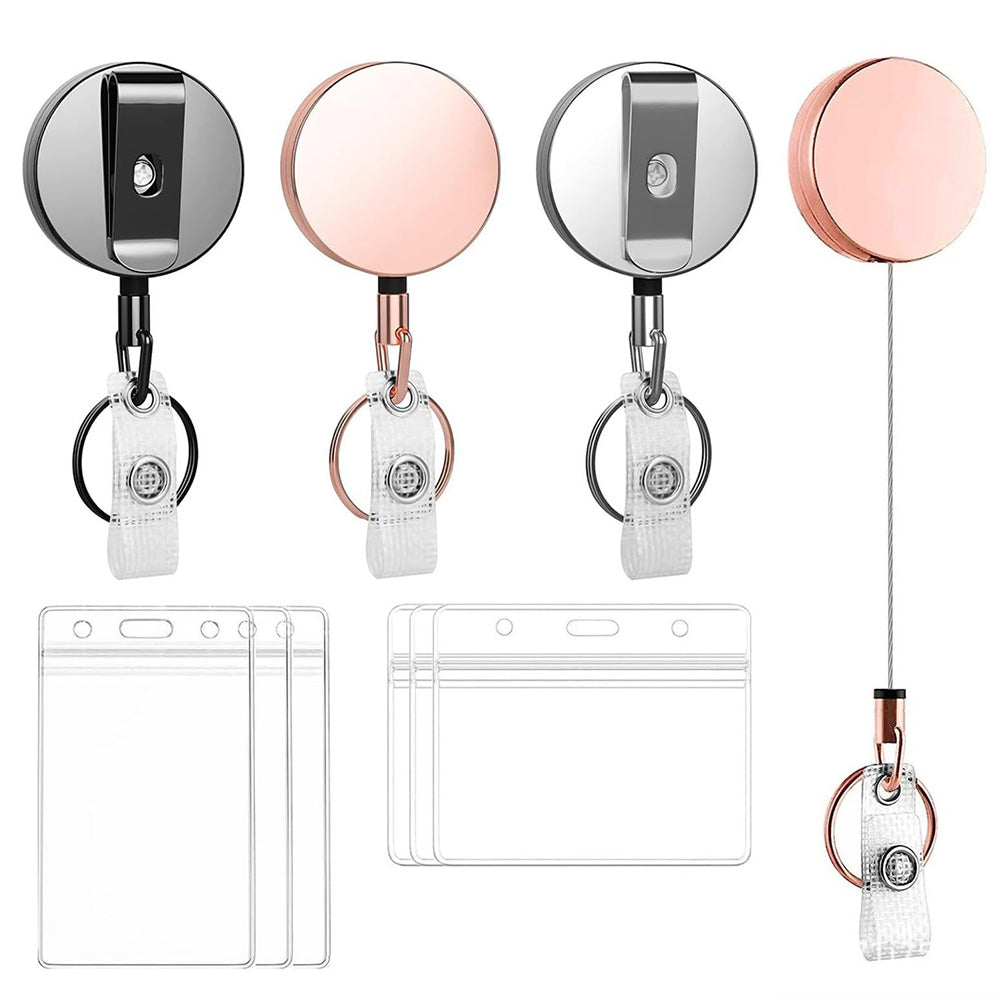 3 in 1 Retractable Key Chain Badge Holder ID Card Set for Keys Whistle