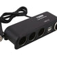 6in1 Car Charger with Dual USB and Cigarette Lighter Socket for 12V 24V Vehicles
