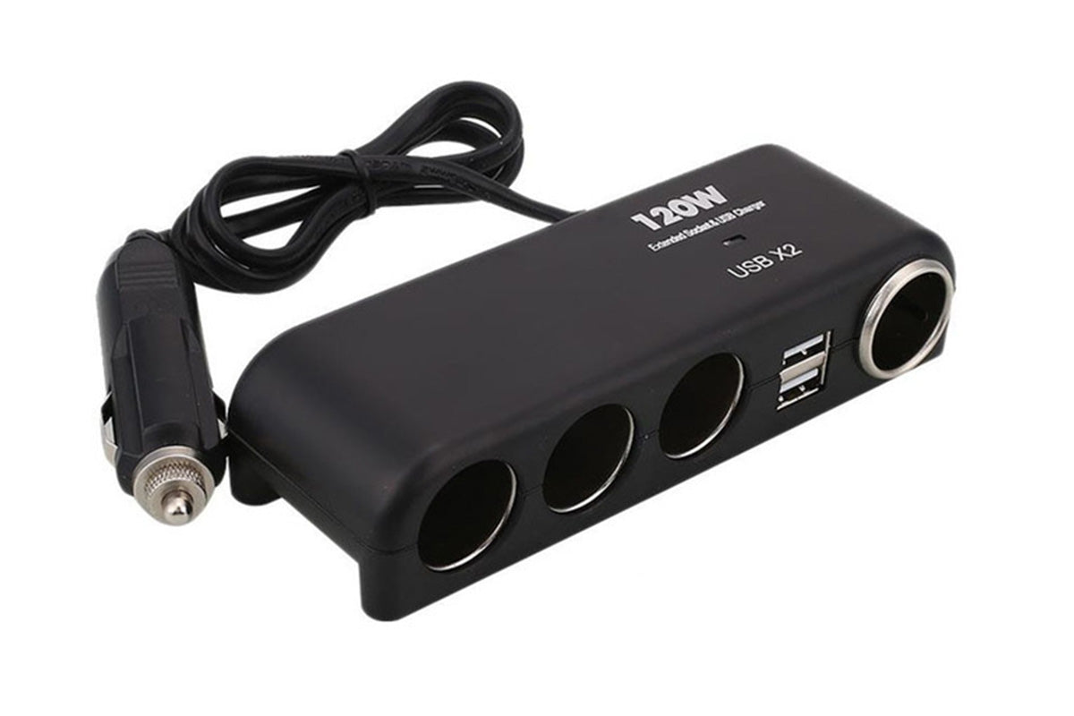 6in1 Car Charger with Dual USB and Cigarette Lighter Socket for 12V 24V Vehicles