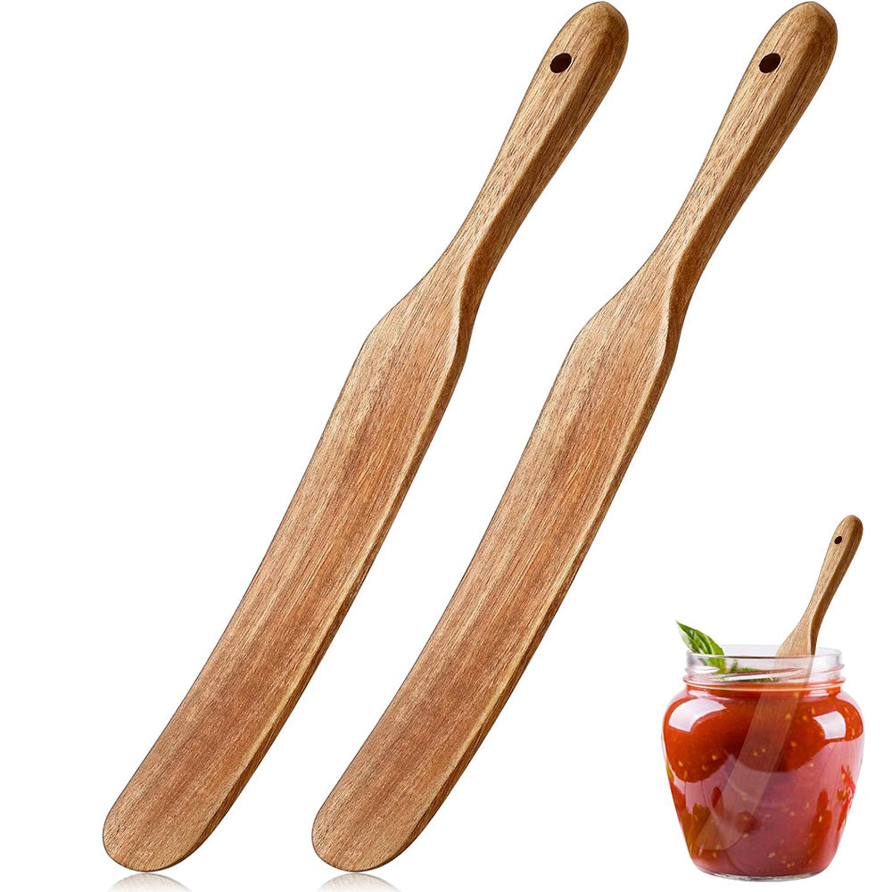 2 Pack Wooden Spatulas for Baking Mixing Sourdough and Cooking