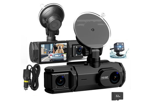 3 Channel Dash Cam With WIFI Front Inside And Rear Car Dash Camera With Motion Detection