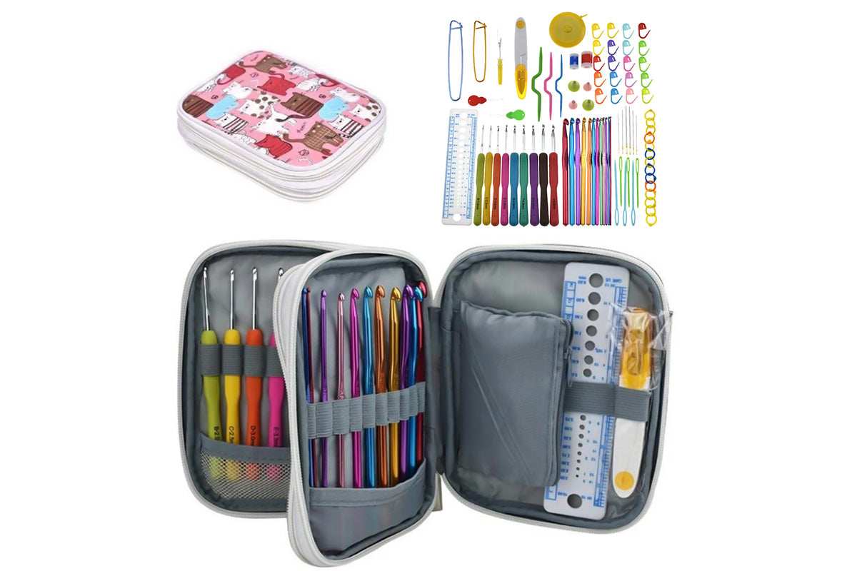 72-Piece Crochet Hooks Set with Knitting Needles and Sewing Tools for DIY with Storage Bag