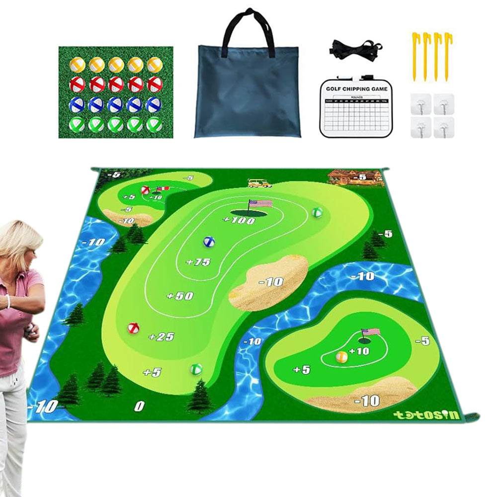 Double-Sided Golf Chipping Practice Mat for Indoor and Outdoor Use