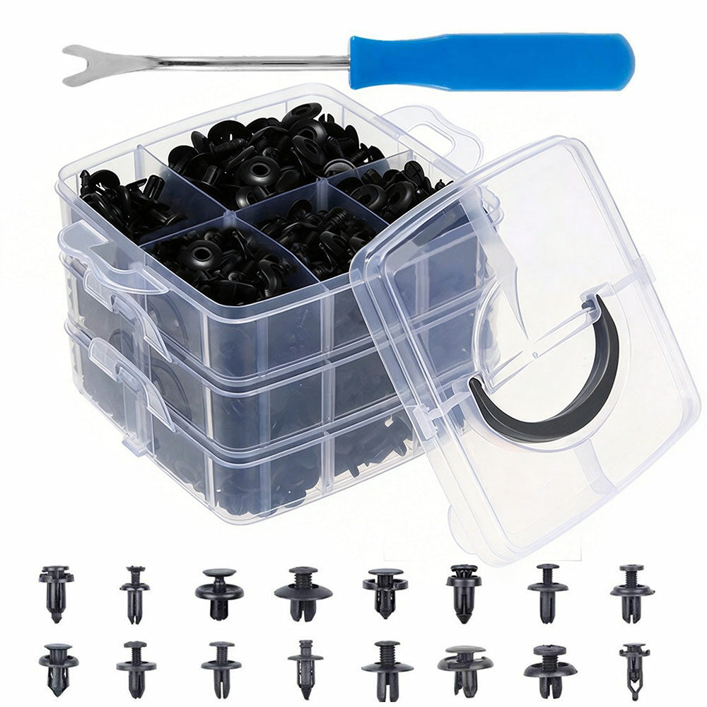 625 Piece Car Trim Clip Fastener Kit 16 Sizes with Tool and Box
