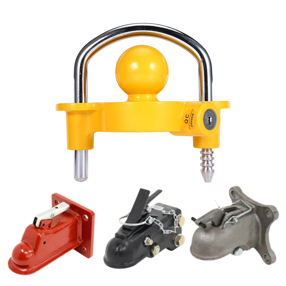Adjustable Trailer Coupler Lock for 4.76cm 5.08cm and 5.87cm Hitches for RV Camper and Boat Trailers