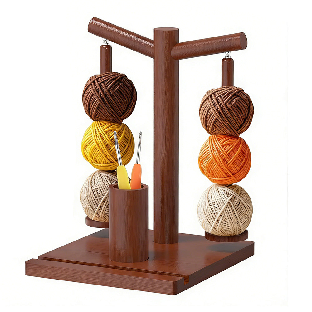 Wooden Yarn Holder for Crocheting and Knitting with Phone stand