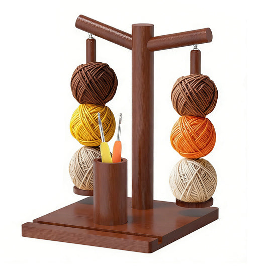Wooden Yarn Holder for Crocheting and Knitting with Phone stand