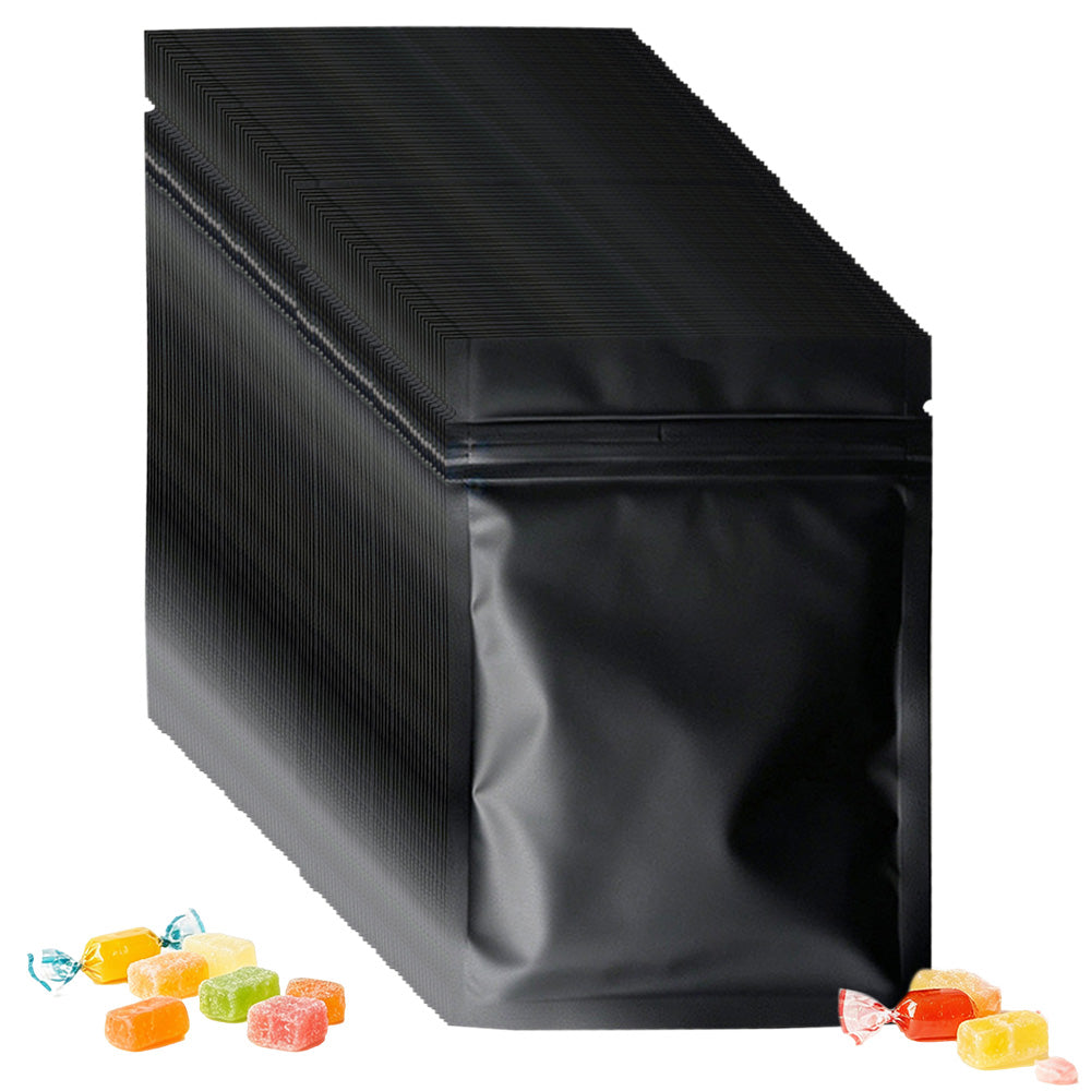 100 Pack Black Matte Aluminum Foil Food Storage Bags in 2 Sizes