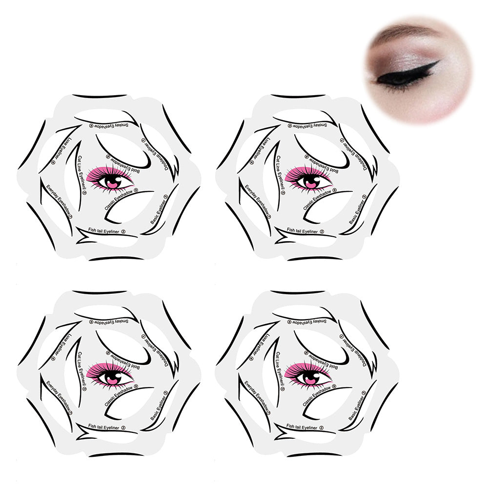4 Sheets Eyeliner Stencil Kit Transparent Reusable Eye Shadow Stencil for Makeup