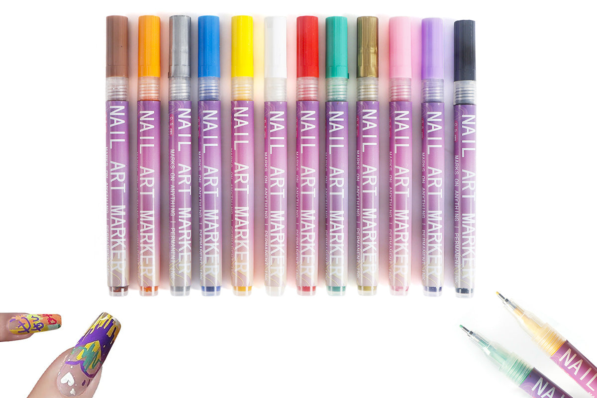 12-Color DIY Nail Art Paint Pen Set Nail Dotting & Drawing Pens for Manicure