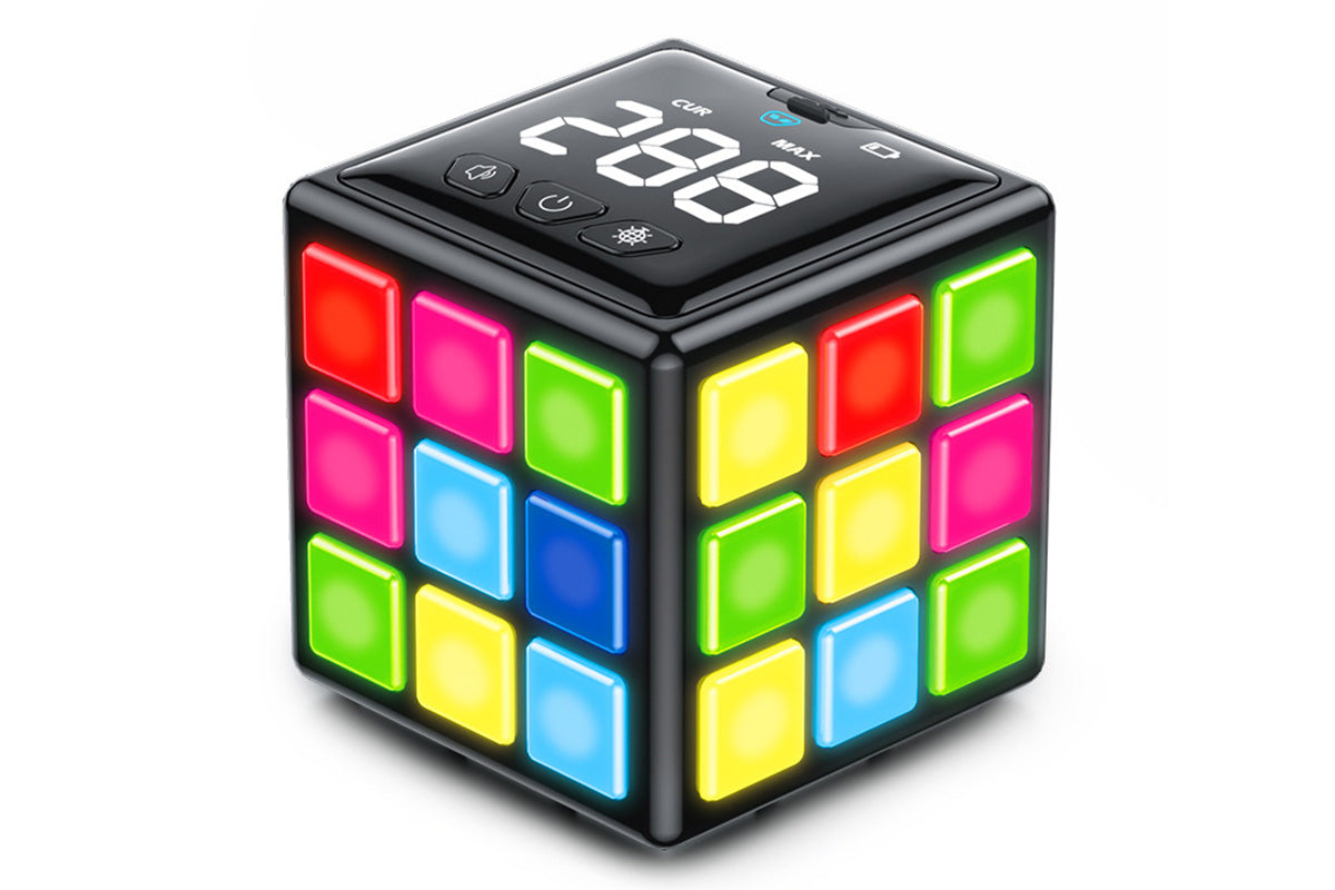 Rechargeable Game Handheld Cube 15 Fun Brain and Memory Games with Score Screen for Teens