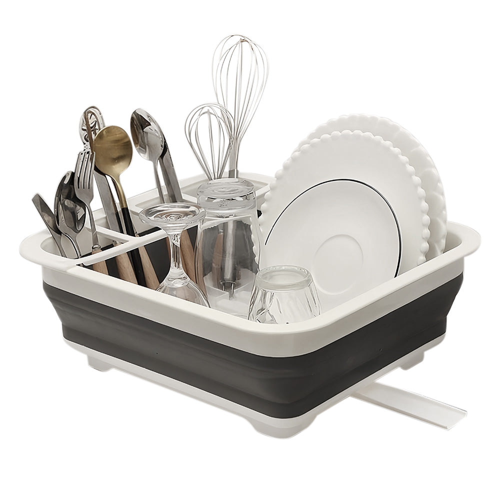 Foldable Dish Drying Rack with Utensil Holder Collapsible Kitchen Sink Organizer