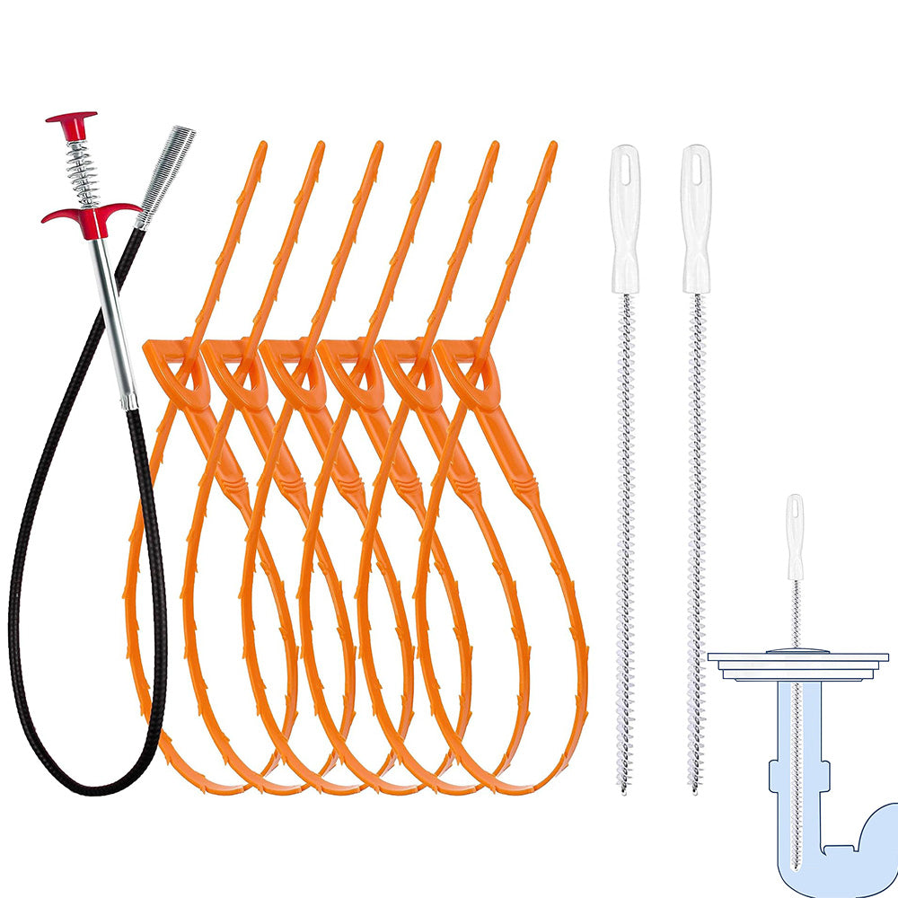 9-Piece Drain Clog Remover and Cleaner Tool Set