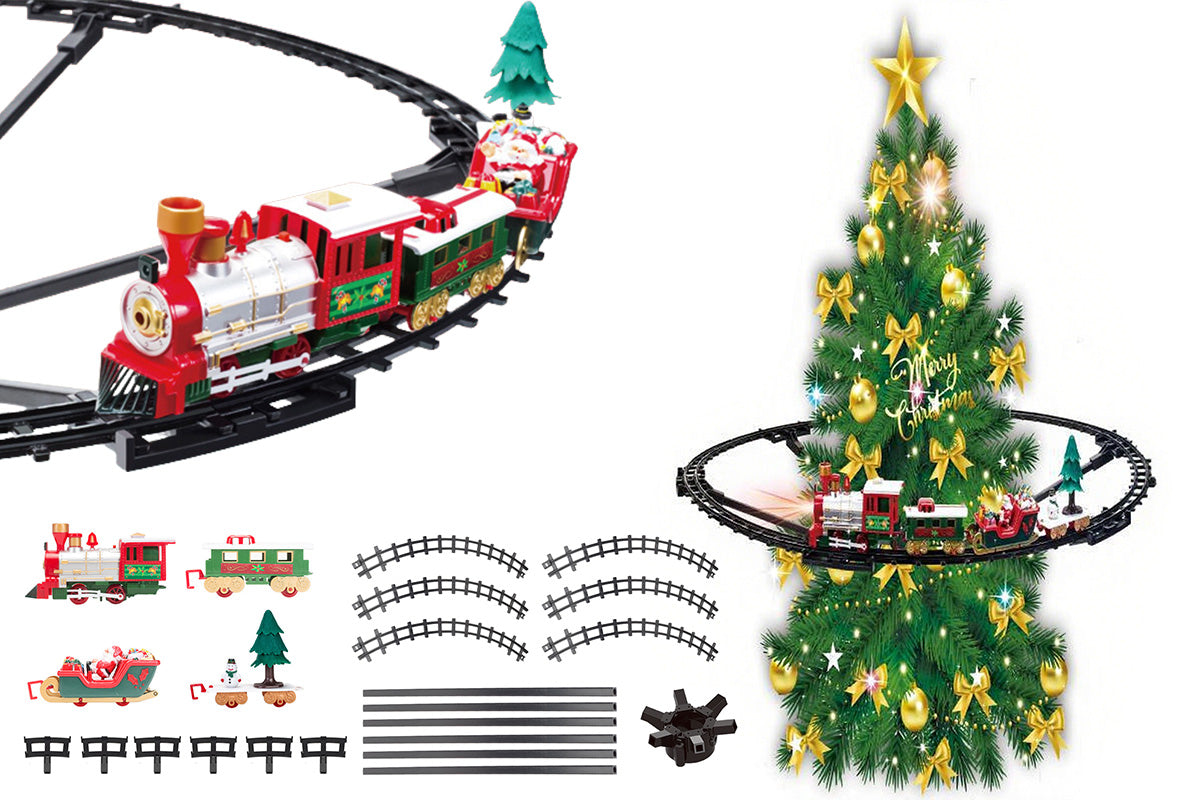 Hanging Christmas Train Set Toy with Lights Music and Track for Little Ones