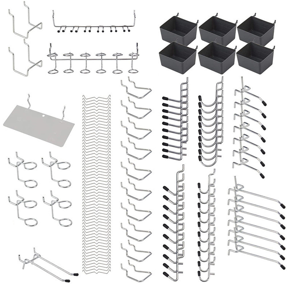 140Pcs Pegboard Hook Set with Brackets Bins Trays Wall Organizer for Garage Workshop