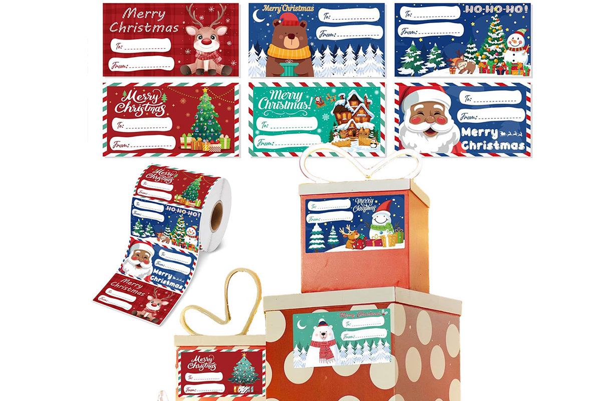 240PCS Christmas Gift Tags Cartoon Christmas Decorations For Wrapping Paper