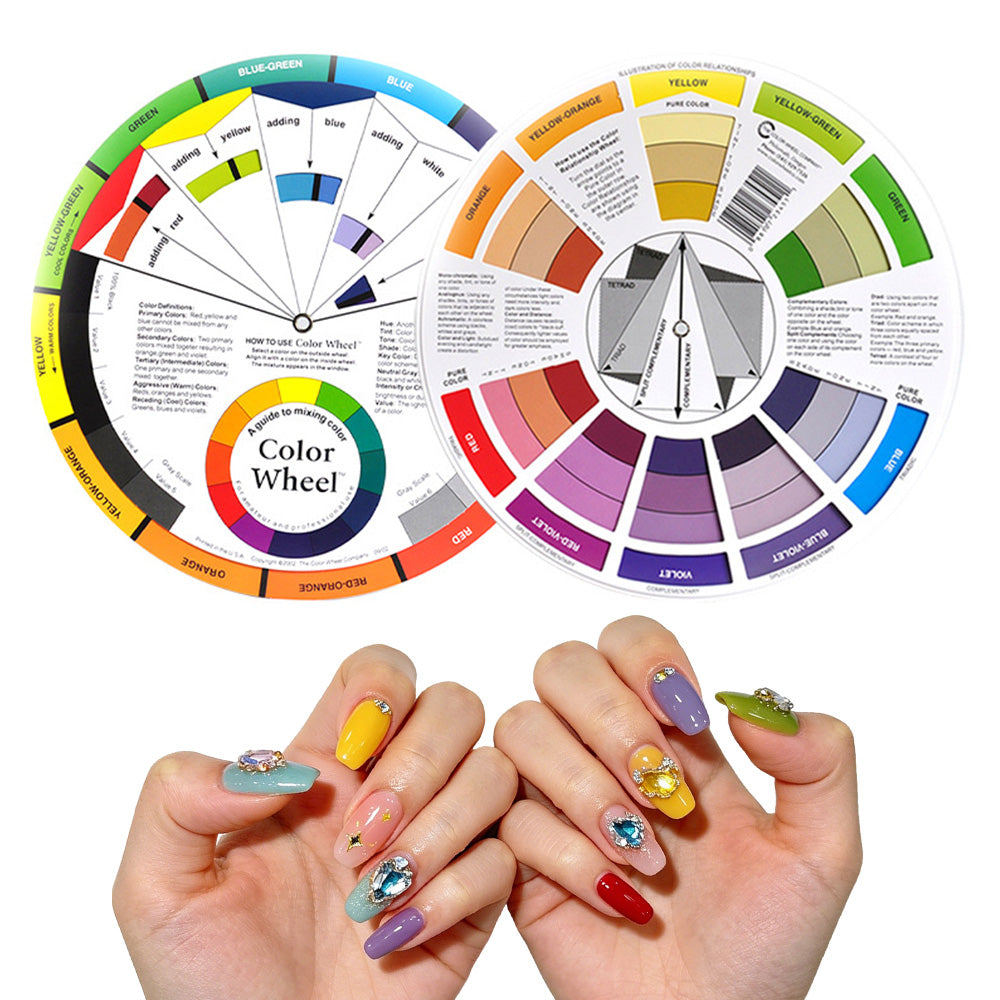 2Pcs Rotating Mixing Guide Color Wheel for Nail Art and Painting